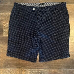 Ted Baker Navy Patterned Flat Front Shorts